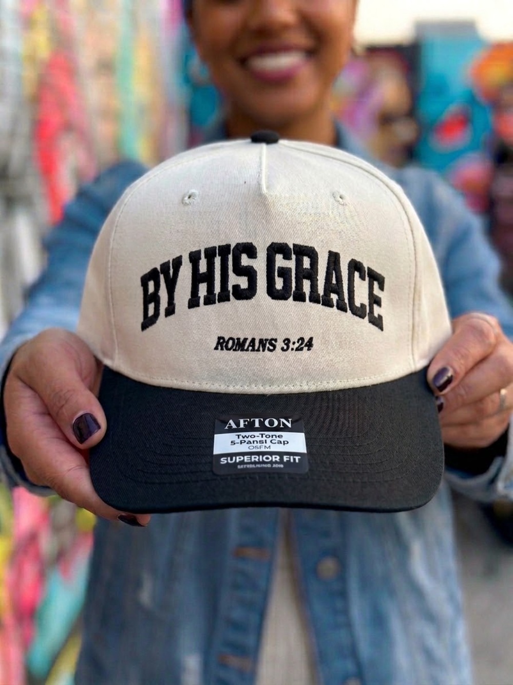 Simply Stitched- By His Grace- Canvas Trucker Hat